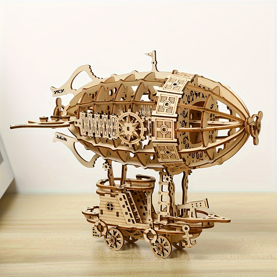 

3d Wooden Puzzle Airship Model Kits For Adults Building Kit Brain Teaser Hand Craft Mechanical Christmas Gifts