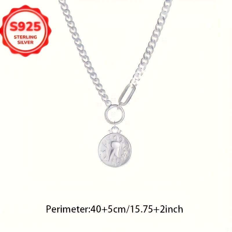 925 Hypoallergenic Double-Sided Round Plate Pendant Necklace