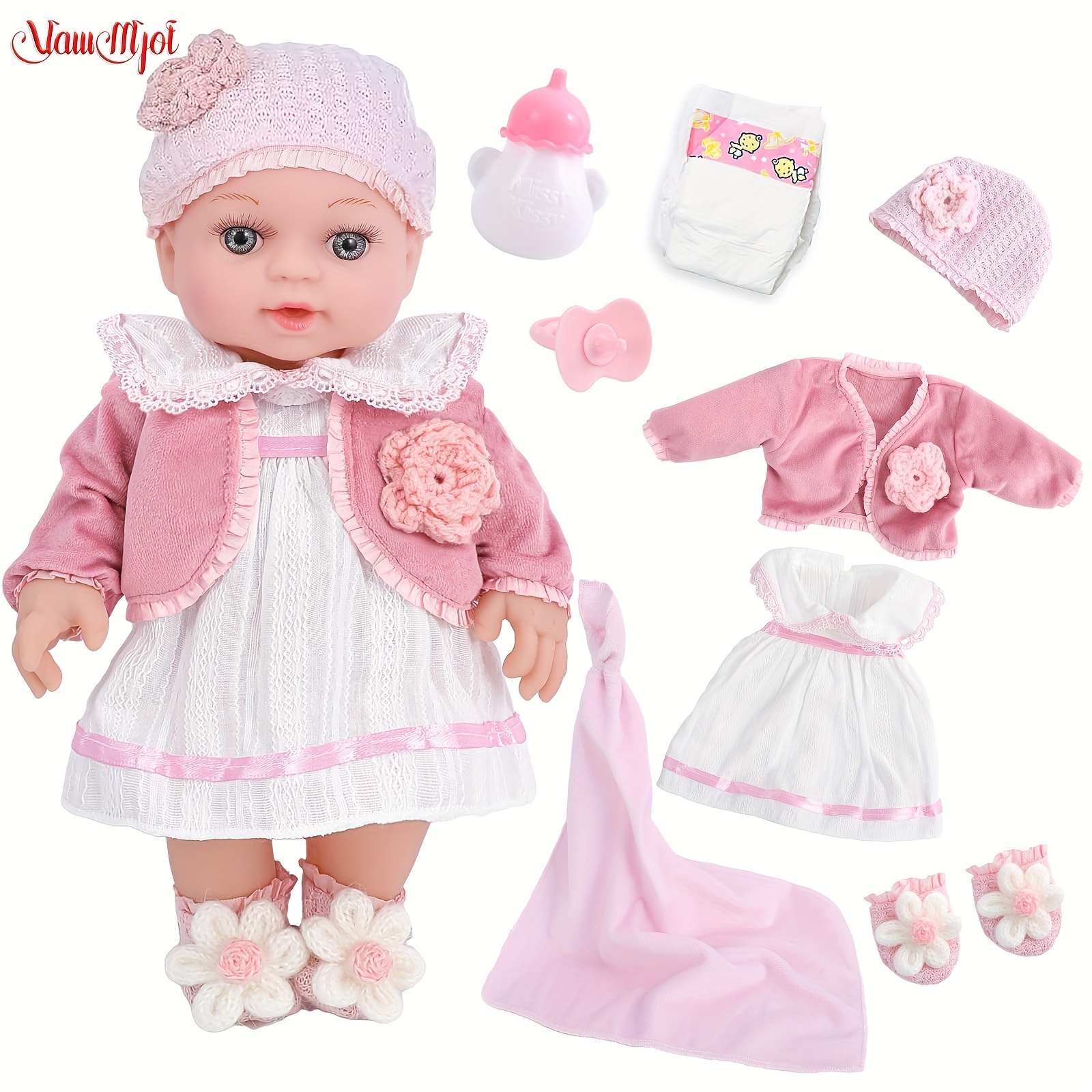 

Vawmjot 12" Girl Baby Dolls Playset Realistic Soft Baby Doll With Clothes Accessories Outfits, , Disposable Diaper, Blanket, Feeding Bottle Toy Stuff For Toddler 3 And Up