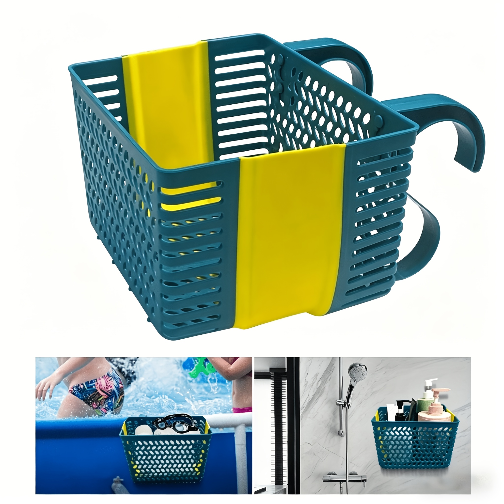 Poolside Storage Basket,thickened Pool Storage Basket,above Ground Pool Basket,multifunctional Storage Basket,above Ground Pool Accessories,suction Cup Storage Basket, Organizer(blue), Shelf Baskets