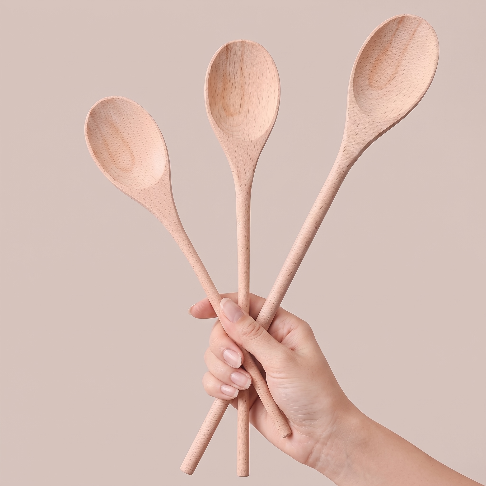 TEMU 3pcs Long Handle Wooden Spoons, 10/12/14 Inch Wood Soup Spoons Cooking Utensil For Kitchen Mixing Stirring Serving