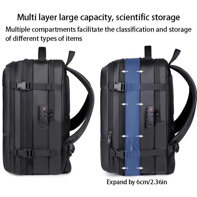 Bolso de fitness con mochila de compresión al vacío expandible, maletín de negocios de gran capacidad, bolso multifuncional para computadora