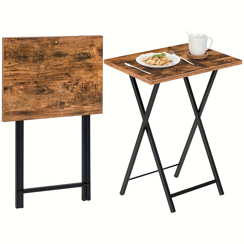 TEMU Lot de 2 tables d'appoint pour , tables pliantes de plateau TV, tables à collation industrielles pour canapé et salle à manger, faciles à