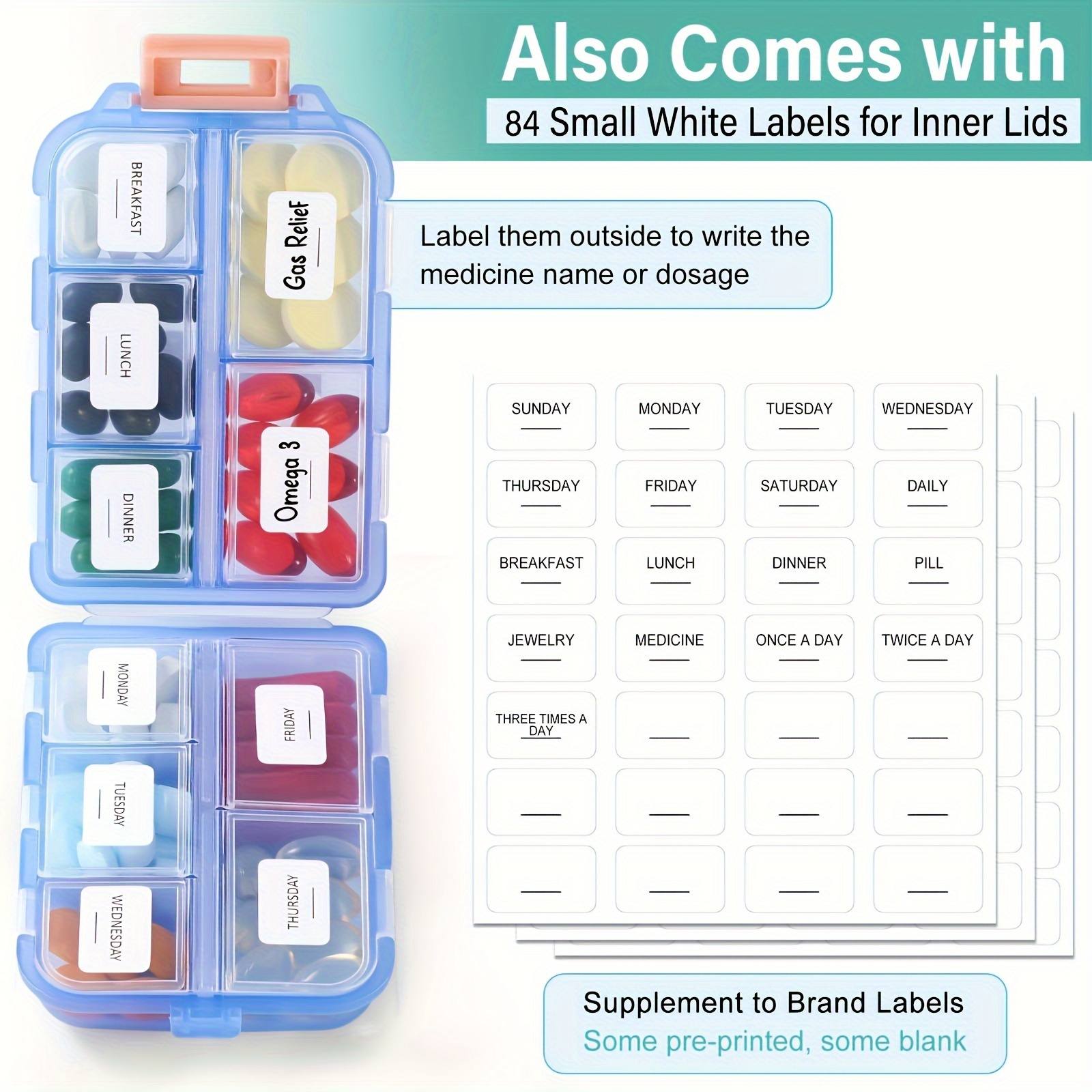 6 pack travel medicine organizers 10 compartments for wallet or bag storage suitable for vitamins fish oil and more details 2