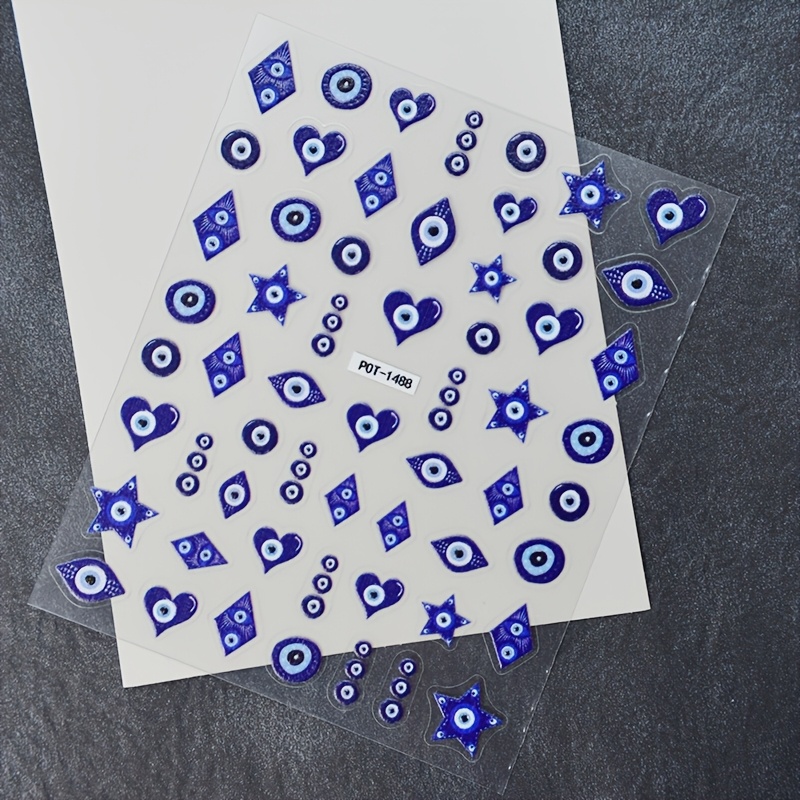 Image of 1pc Cartoon Nail Art Stickers, Self-adhesive Plastic Nail Decorations, Geometric Patterns, Shimmery , Glitter Embellishment, Irregular Shapes, Single Use Supplies For Women