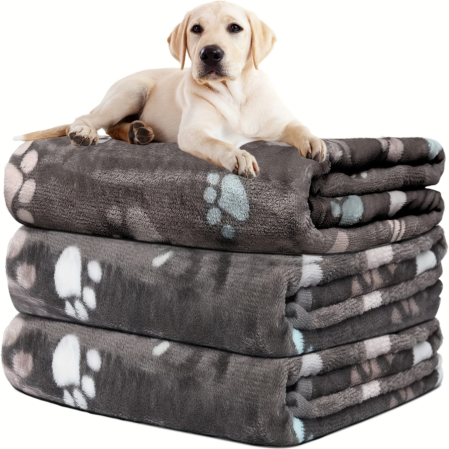 

1pc Soft Warm Pet Blanket, Dog Throw Blanket Sleeping Mat, Paw Print Coral Fleece Warm Dog Blanket