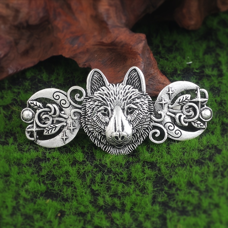 TEMU 1pc Nordic Wolf Totem Scroll Crescent Hair Clip, Non-slip Half-up Barrette, Wild Aesthetic Headpiece