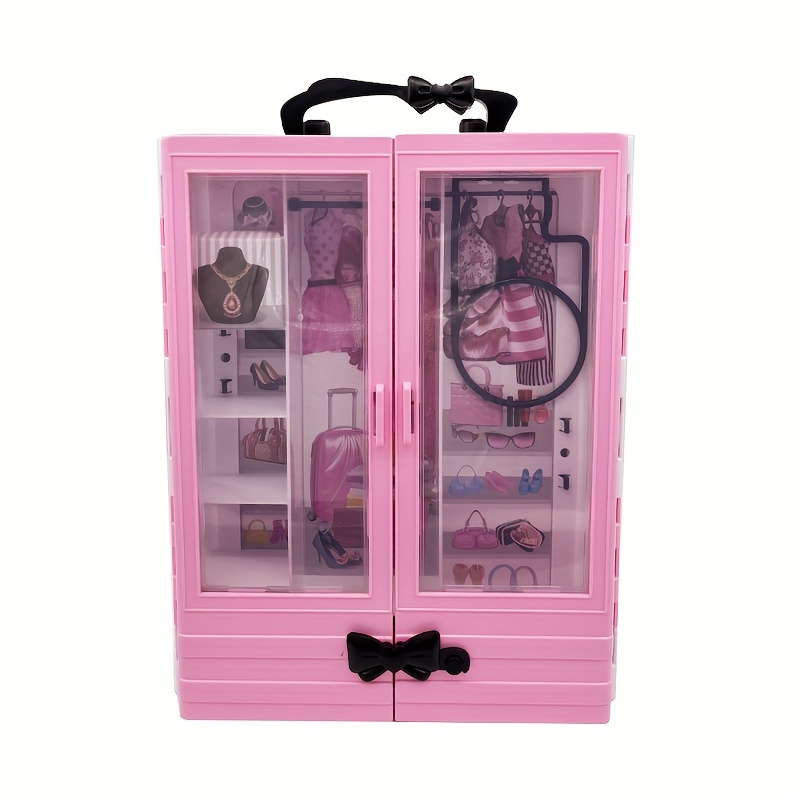 Mini Puppen Schrank 10-17cm Faltbarer Puppenkleiderschrank Mit 15 Bgeln   Staubdichte Aufbewahrung Fr Mini-Puppen 10-17 Cm, Ideal Fr Labubu