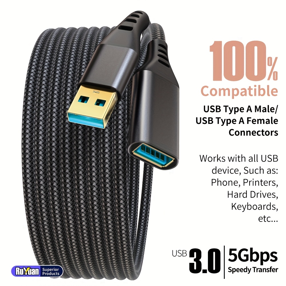 usb 3 0 extension cable male to female data transfer cable fast charging and data sync suitable for usb keyboard mouse hard drive printer tv projector camera flash drive game console laptop 10ft 6ft 3ft