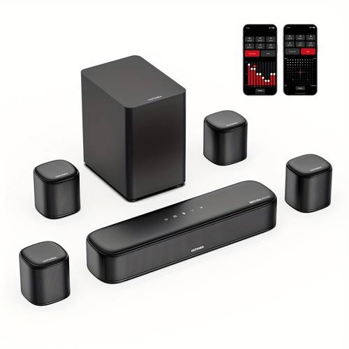 7 1ch soundbar with 3d surround theater system 4 surround speakers subwoofer wireless wireless app controlled bass boost eq for tv pc music players surround sound system for tv