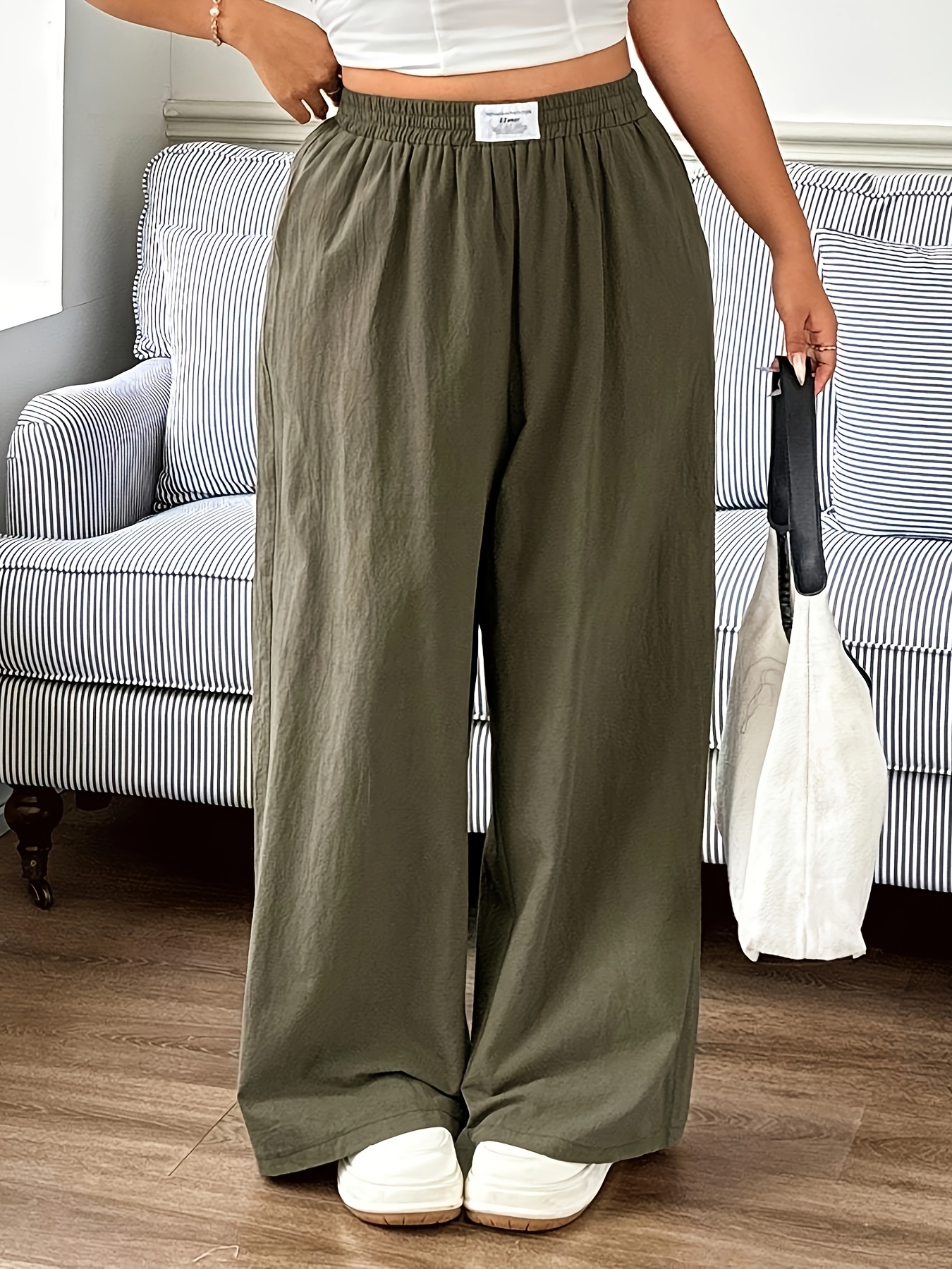 plus size women's plus size olive green casual harem pants Temu