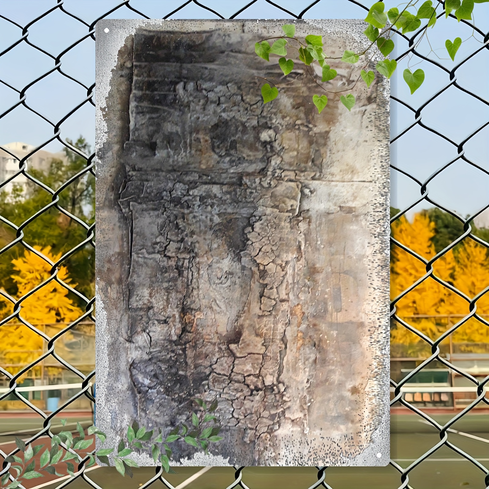 TEMU Plat 2D, 1 pièce Panneau mural rustique en fer à texture tachetée - Plat 2D Convient pour la décoration de Noël, Panneau métallique moderne de