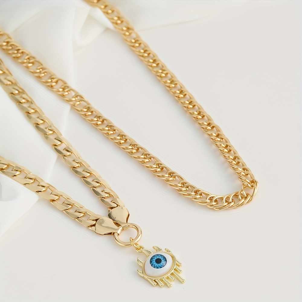 Trendy Double Layer Stackable Devil Eye Shaped Pendant Necklace
