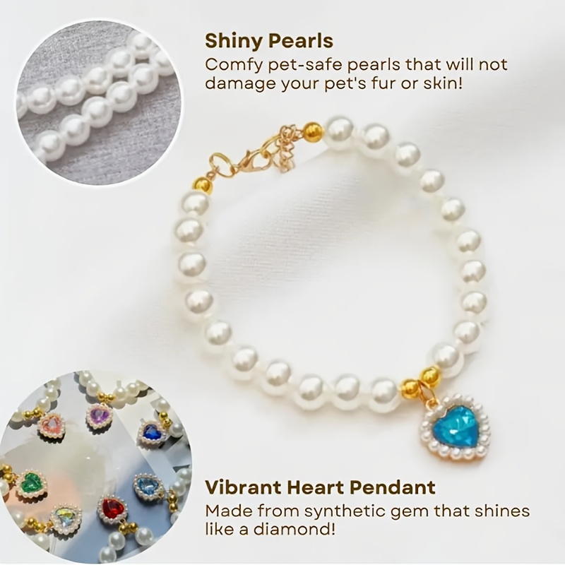 adjustable vintage pearl pet necklace with   pendant and bow charm elegant wedding accessory for dogs and cats holiday gift   fashionable design for special occasions pearl necklace Product details 3