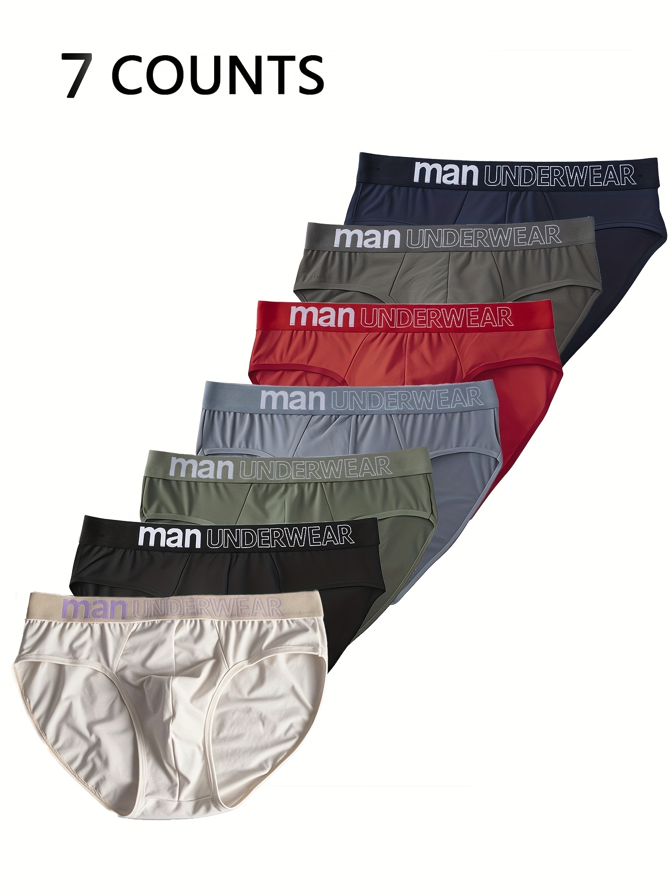 hot 6 7 pack mens briefs with letter waistband trendy underwear in   colors for boys casual wear leisure clothing fashionable underwear     underwear durable construction multipack underwear casual wardrobe casual attire mixed color 0