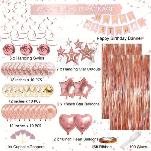 70pcs party banners pull up banners rose golden themed pull up banner party set
