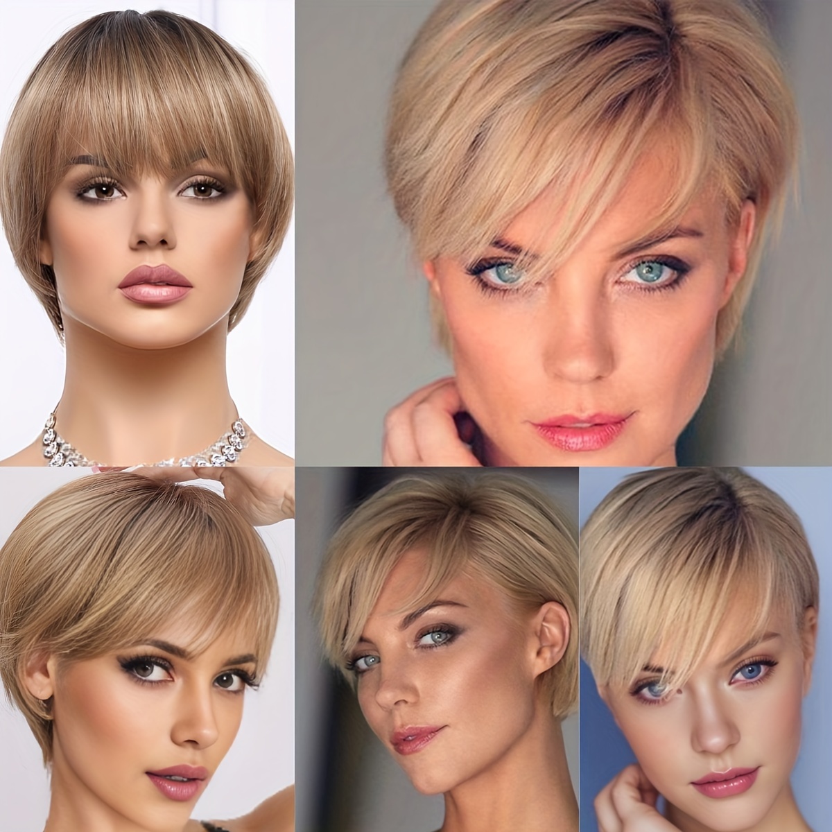 TEMU Short Straight Synthetic Wig - Blonde Hair Suitable For Daily Wear, Parties & Formal Events - Realistic Comfortable Hair With Base, & Minimalist Style (compatible For )
