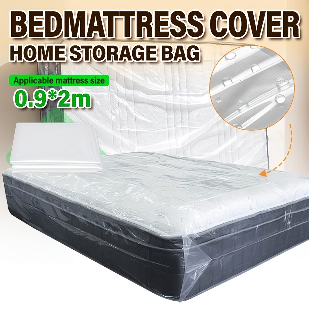 TEMU 35.43 X 78.74 X 13.78 Inches Transparent Pe Mattress Protection 0.08mm Thick Non-fabric Spot-clean, Plastic, Mattress For Moving And Storage,