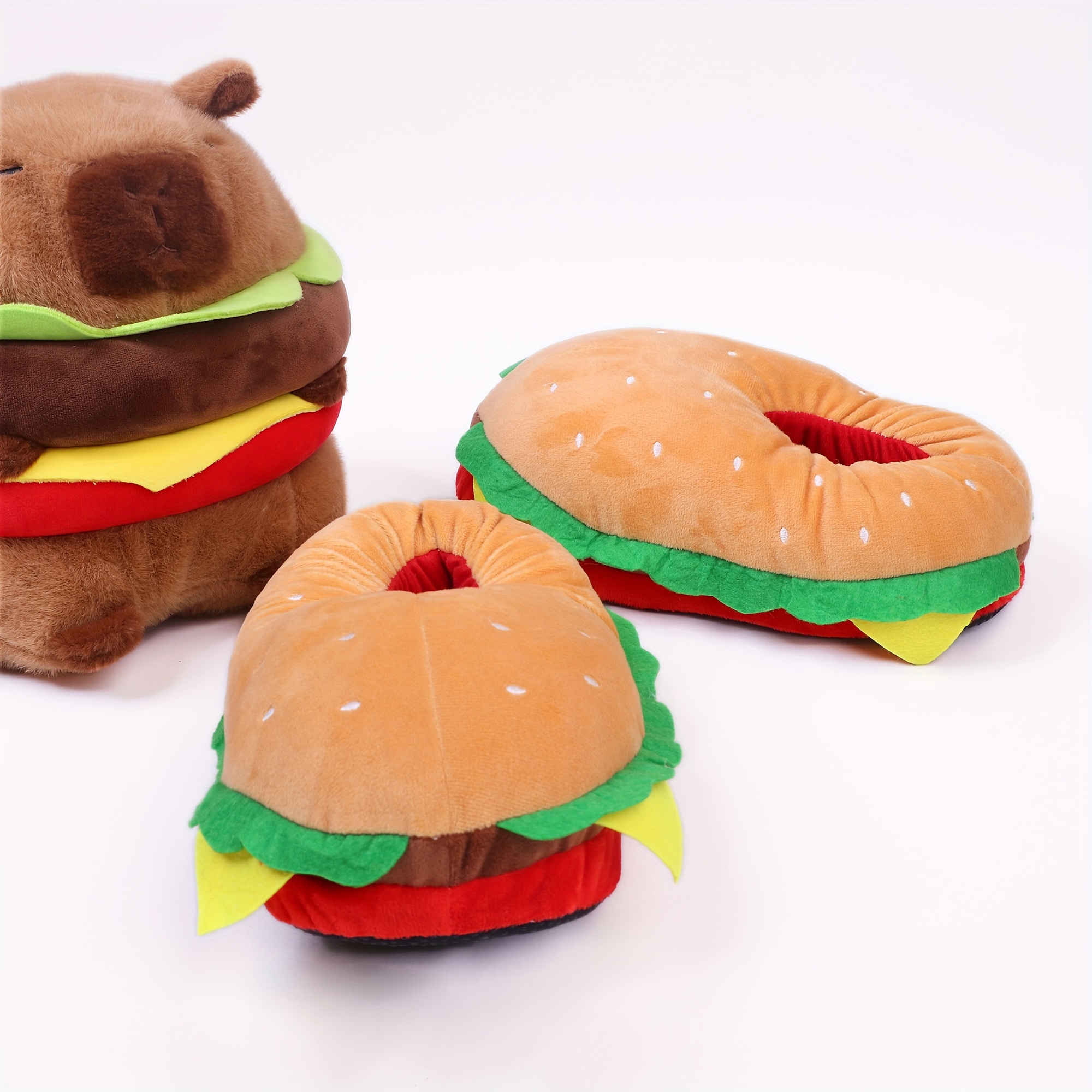 

Kawaii Hamburger Shoes, Plush Slippers, Non-slip Sole Soft Shoes, Suitable For Boys And Girls