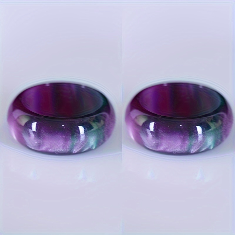 

Vintage-inspired Resin Ring With Faux Ivory, & Amethyst - Perfect Gift For Boyfriend And Father