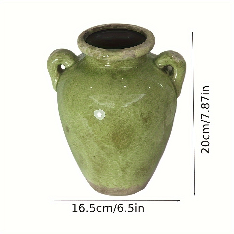 A Single Ceramic Vase With 2 Handles, Featuring A Easy Rustic Style, Perfect For Pampas Grass And Home Decor, Ideal For Living Rooms, Shelves, Tables, And As A Centerpiece For Weddings