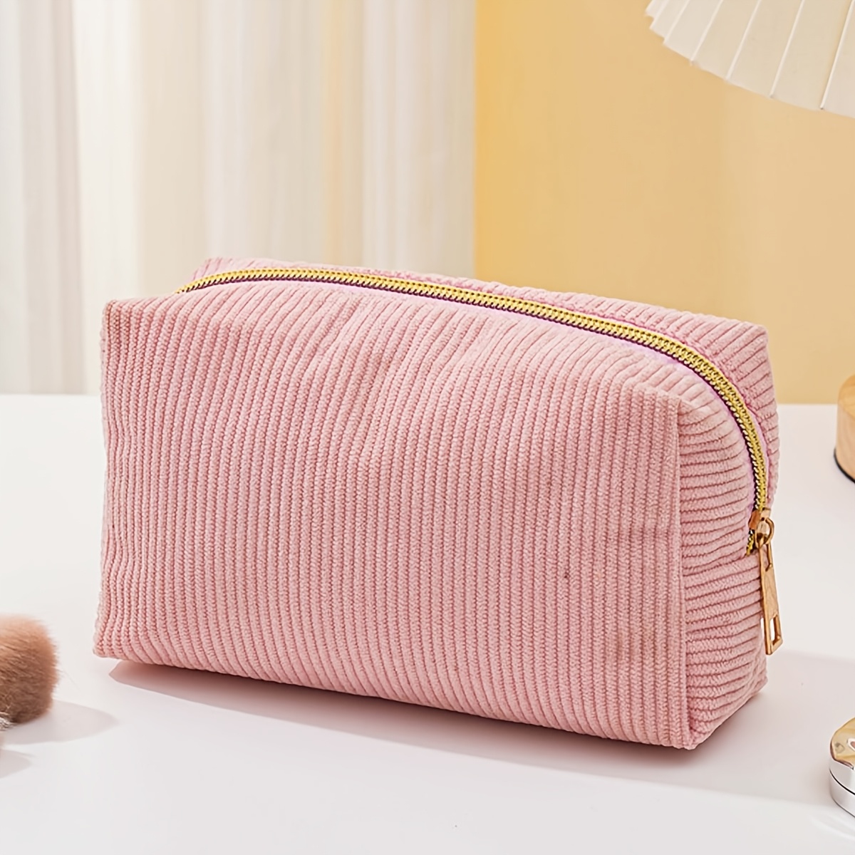 E-shop Individuelle Stickerei, Personalisierte Anpassung, Cord-Minimalistische Make-up-Tasche, Großvolumige Tragbare Kosmetiktasche, Reiseorganizer für