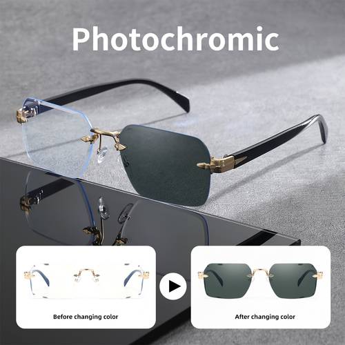 1 ud. gafas de sol de moda para , gafas sin y lentes fotocromáticas de pc, diseño cuadrado decorativo, -colores - regalo , adecuadas para , y
