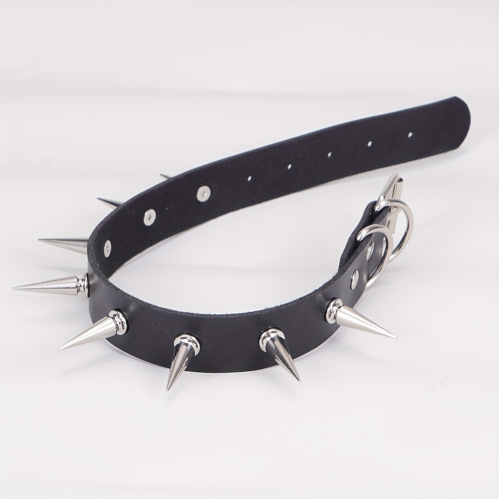 Gothic Necklace Female Rivet Spike PU Leather Choker Necklace for Women Party Clothing Accessories,Temu