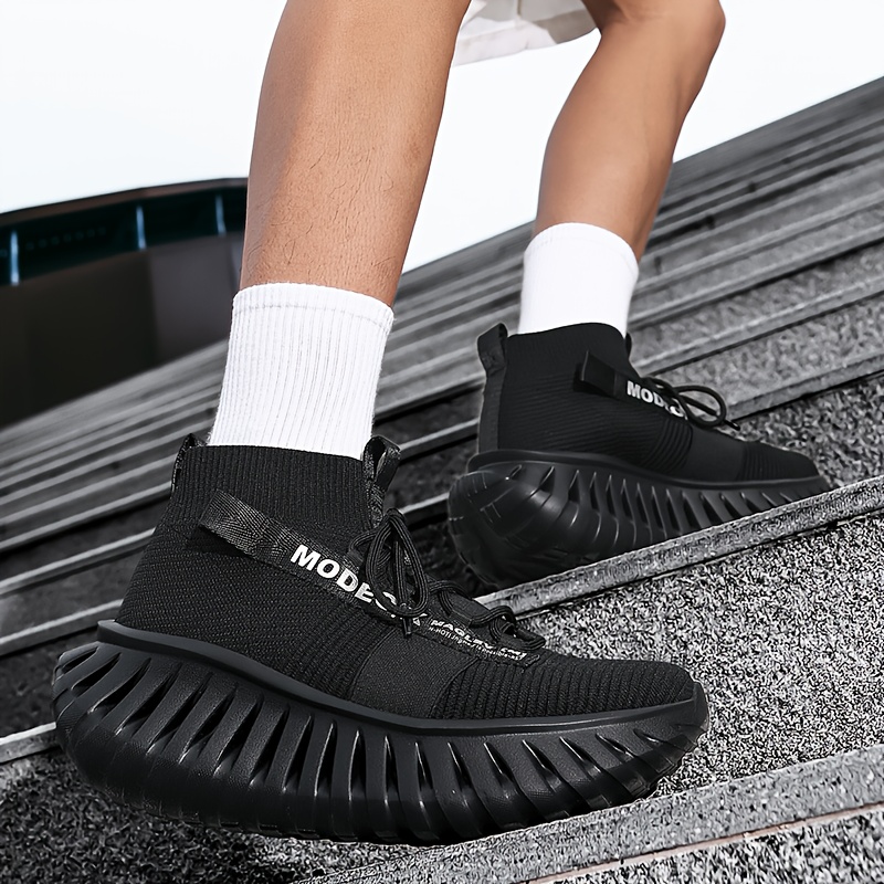 Sneakers, Men's Fashion Shoes, Men's Sports Outdoor Shoes, Men's Mid-Top Running Shoes, Men's Road Running Shoes, Mesh Breathable, Lightweight Shock Absorption, Large Elastic Band Design for a Snug Fit