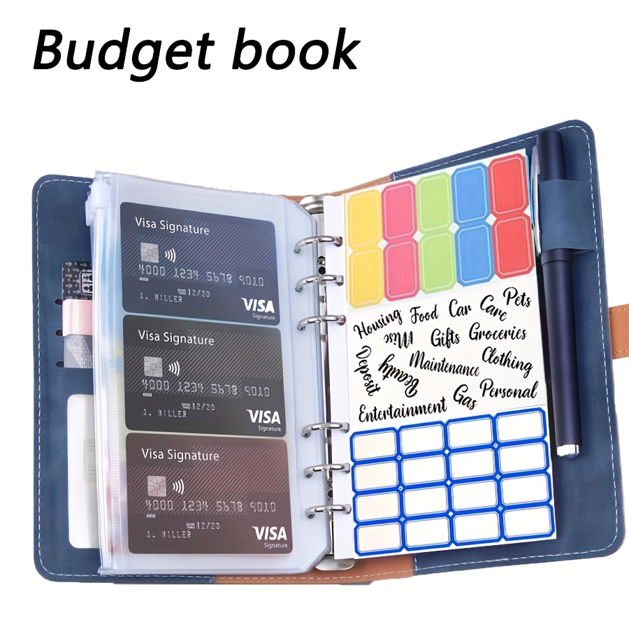 

Budget Binder - A6 Budget Binder Wallet, Bulk Cash Envelopes And Envelopes Budget Planning Expense Chart, Money Saving Binder Budget Book, Money Clip, Organizer Bag - Blue Leather