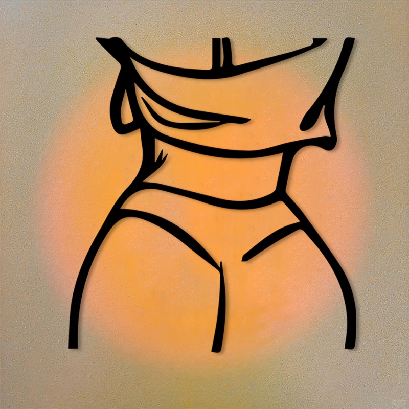 E-shop Eine minimalistische Silhouette Wandskulptur einer Frau - eine elegante weibliche Figur Statue, hergestellt aus Eisen Metall Wandkunst