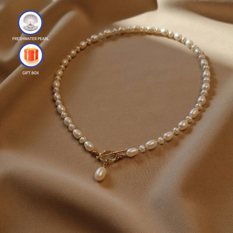 Natural Freshwater Pearls Necklace and Dangle Earrings Set
