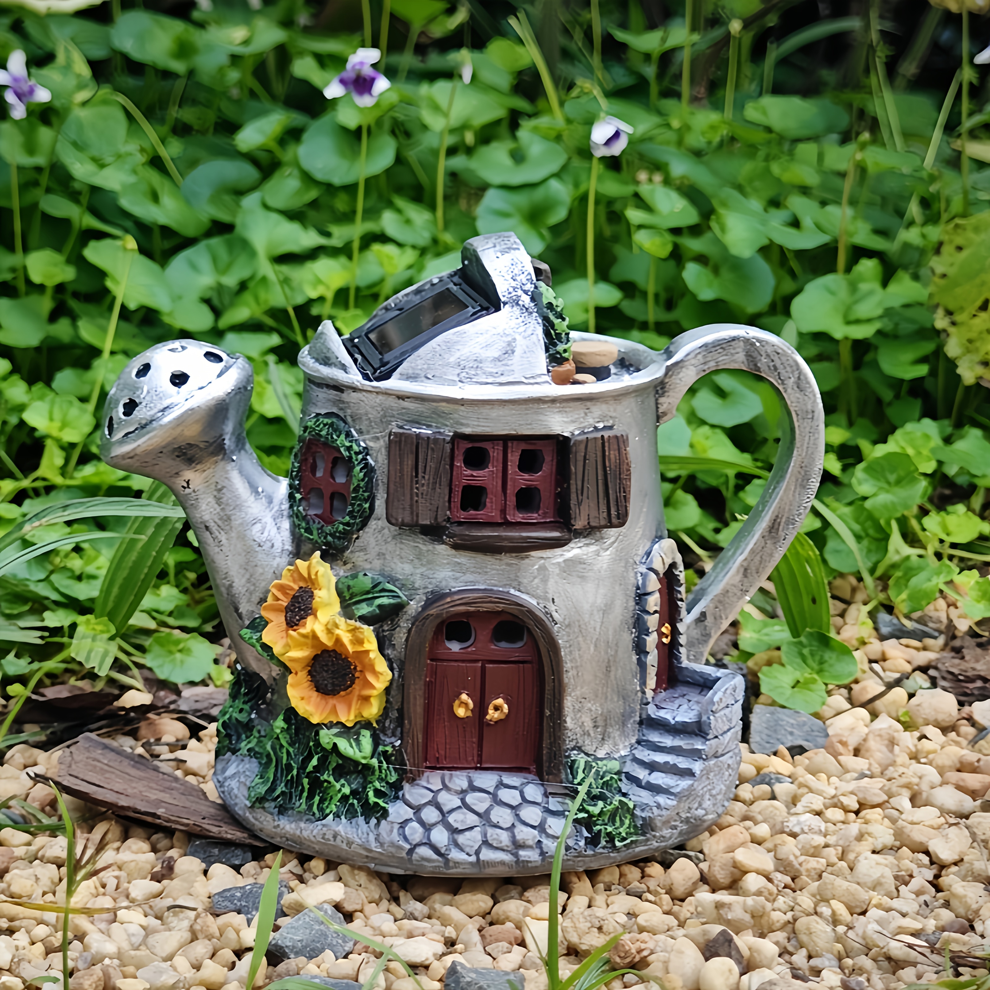 Image of 1pc Solar Water Bottle Decorative Lamp, , Garden Lamp, Courtyard, Resin. Suitable For Gardens, Courtyards, Lawns, Outdoor Tabletop. A Great Gift