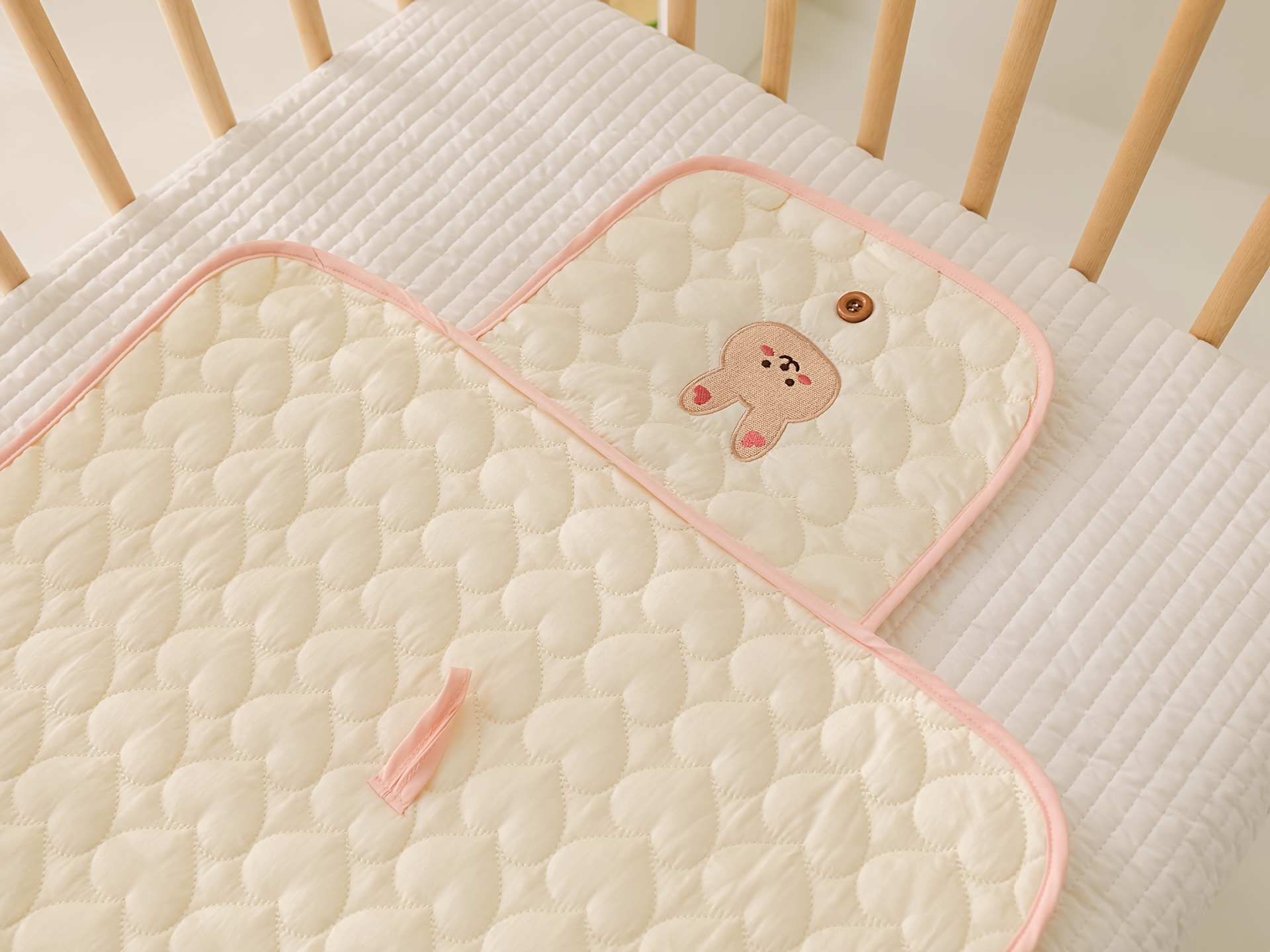 cute beige embroidered animal diaper changing pad for     details 12