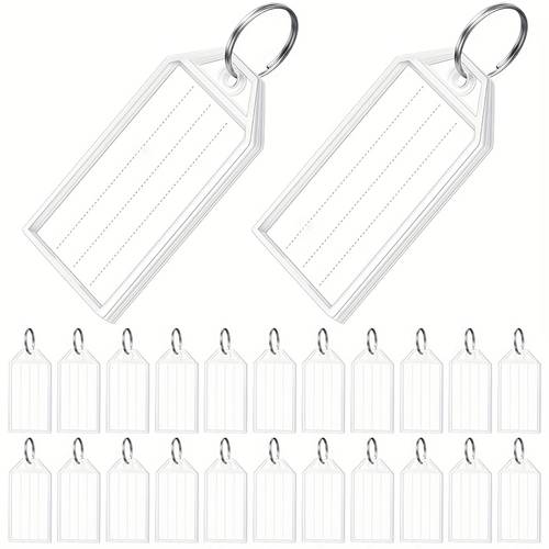 50 pack durable plastic key tags with clear window for luggage keys office supplies write on surface reusable white