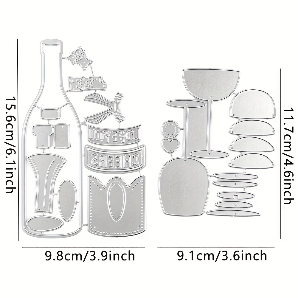 Image of 1pc A Wine-themed Metal Cutting Mold For Intricate Designs, Perfect For Card Crafting, Scrapbooking, And Other Artistic Projects, Including Photo Album Decorations