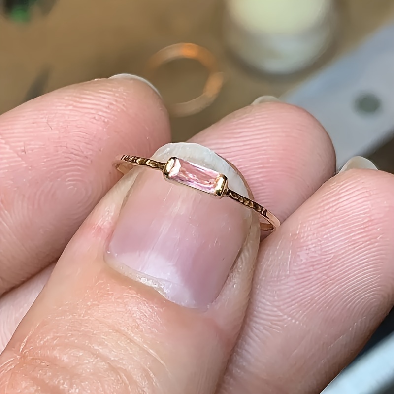 Vintage Gemstone Ring Golden Tone Copper for Women