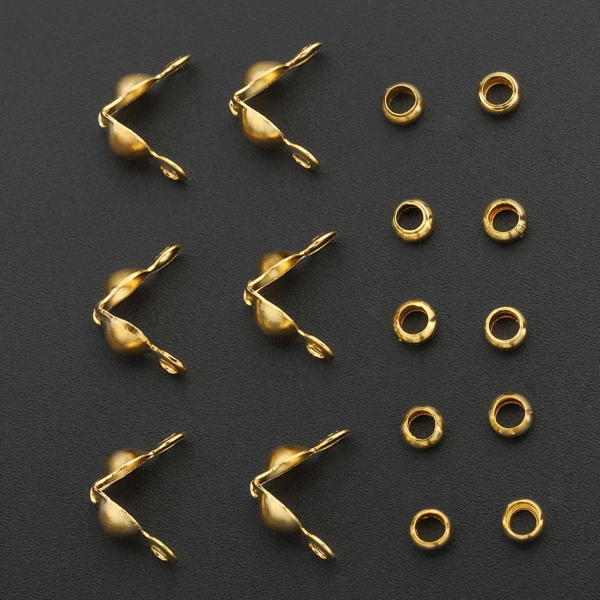 TEMU 300 pezzi Kit per Creazione Gioielli Fai da Te, 150 perline distanziatrici e 150 fermagli a anello, perle con foro diritto, perle sfuse, perline
