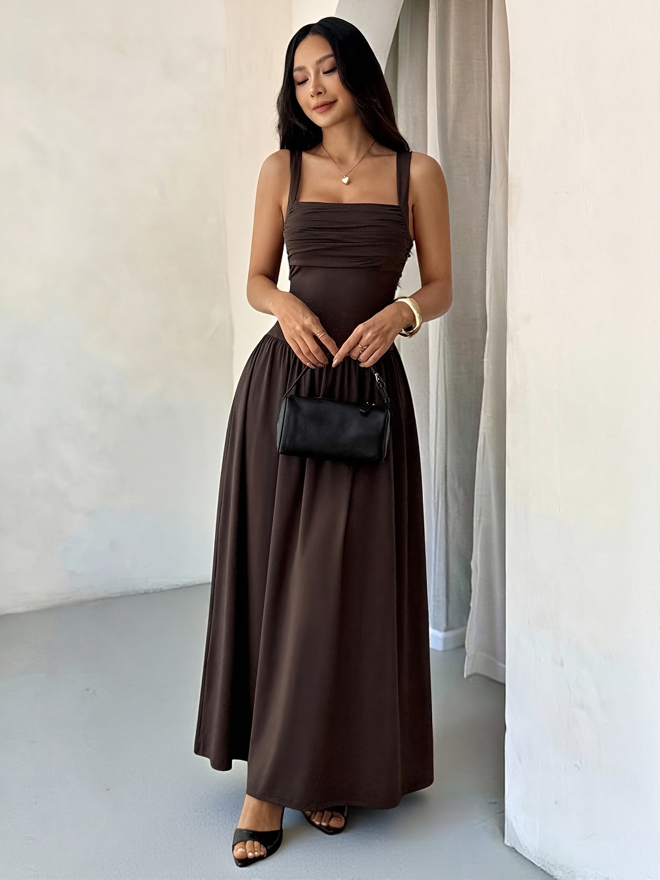 high low christmas dresses Lavetir Rust A-Line/Princess One-Shoulder Floor-Length With Split Side 2026 bb4 Color:C.CORAL Beautiful ruffled Hi Satin Mini Tube Dress