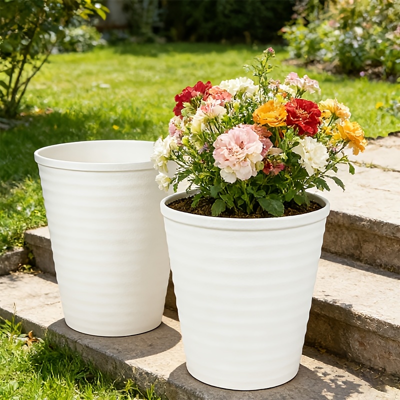 plant pots indoor plastic Set of 4, Wall Mounted White Plastic Self Watering Planter Pots, Small Hanging Double Layer Wall Planter main image 0