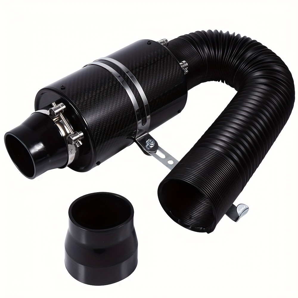 TEMU 1pc Universal High-performance Automotive Air Filter Kit, Mushroom-shaped Carbon Fiber Intake System, With Flexible Hoses And Installation