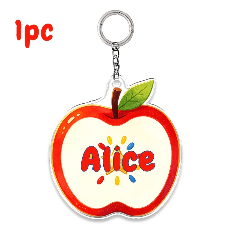 TEMU Custom Text Red -shaped Keychain, Featuring A Vibrant And Full-bodied Fruit Illustration For A And Look. With Keys, Backpacks, Or Luggage For