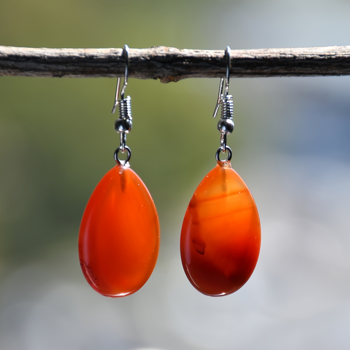 Boho Style Vacation Ear Jewelry Colorful Natural Stone Droplet Shaped Dangle Earrings