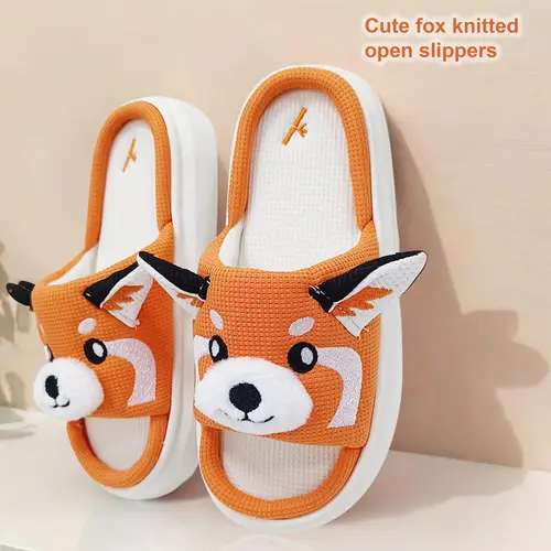 a pair of indoor for home use made of polyester fiber with knitted eva sole soft and comfortable fox mouthed indoor a good easter gift