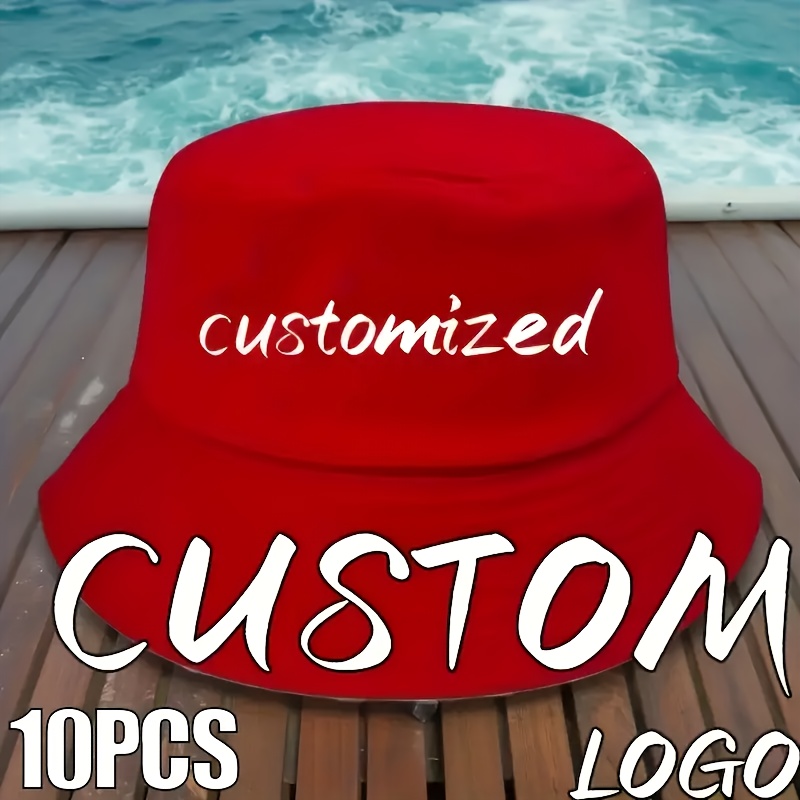 TEMU 10pcs Customizable Premium Breathable Cool Fisherman Hats, Supporting Custom Images/texts/logos - Suitable For Fishing, Hiking, Outdoor