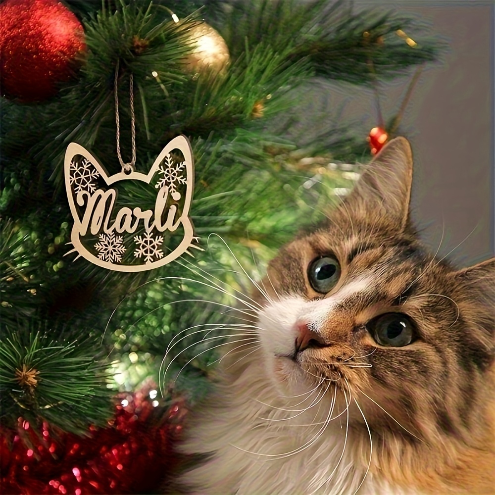 Personalized Name/text Custom Pet & Snowflake Wooden Christmas Ornament - Cat/dog Name & Age/date, Artificial Hanging Decoration With Loop For Tree, Door, Gift - Keepsake ( & S)