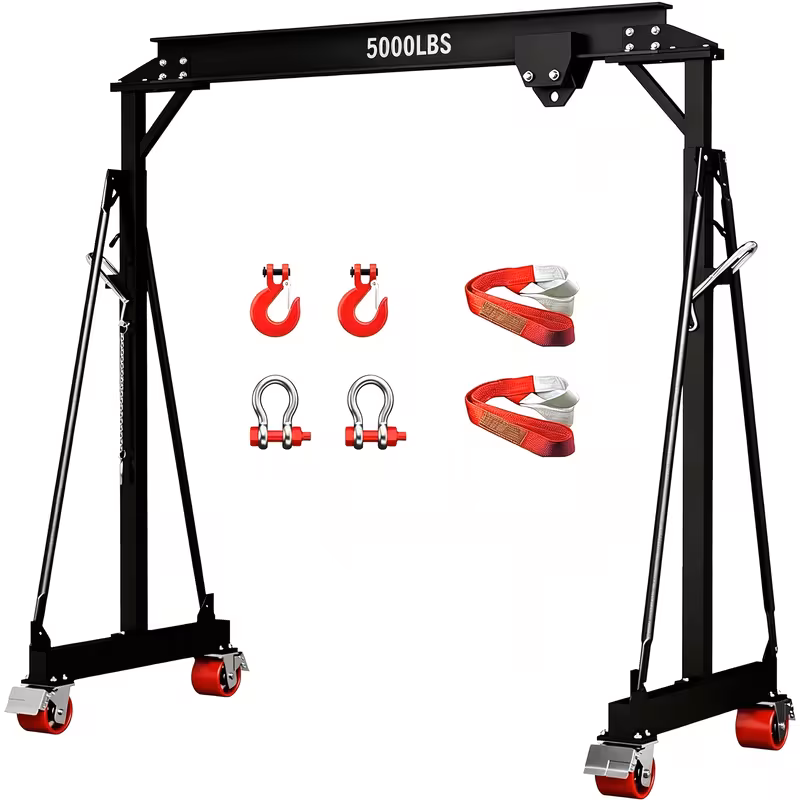 5000lb crane adjustable height 8 2 12 57 ft width 9 06ft portable shop lift hoist steel construction for auto repair construction site Product details 1