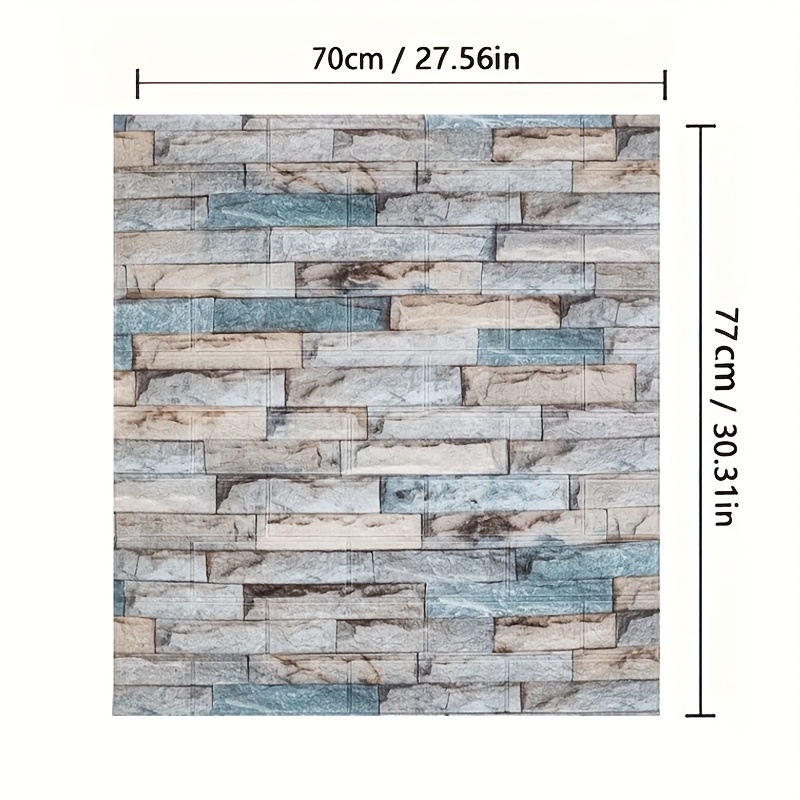 Image of 10pcs 3d Wall Tile Sticker, Brick Pattern Foam Self-adhesive Waterproof Sticker, Easy To Apply And Remove, Easy To Clean And Cutting, Suitable For Kitchen, Living Room, Bathroom, And , 70x77cm