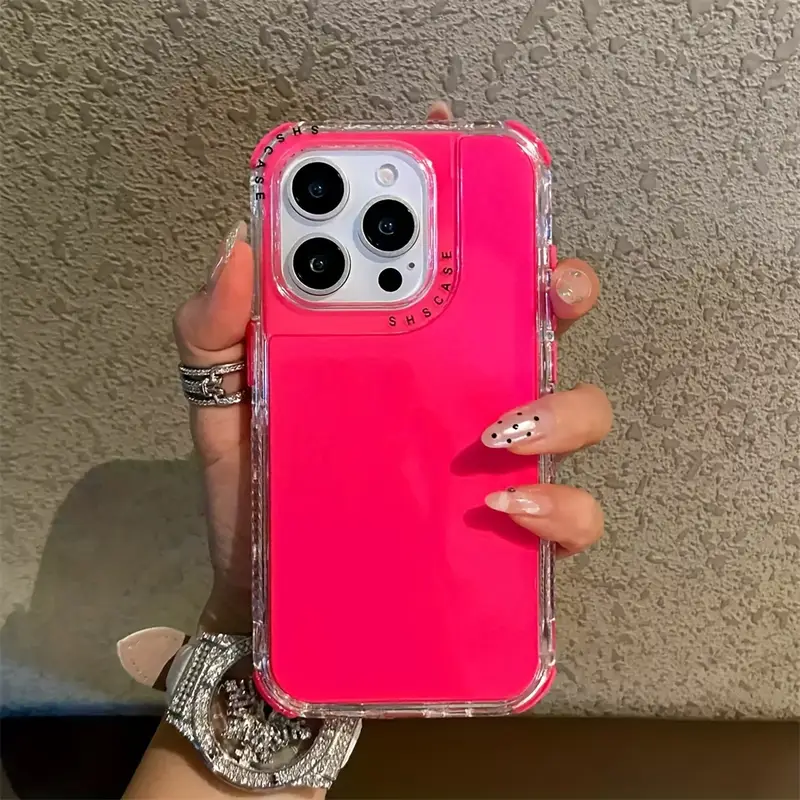 3 in 1 fluorescent hot pink clear phone case 17 air - Temu 3 in 1 fluorescent hot pink clear phone case 17 air - Temu