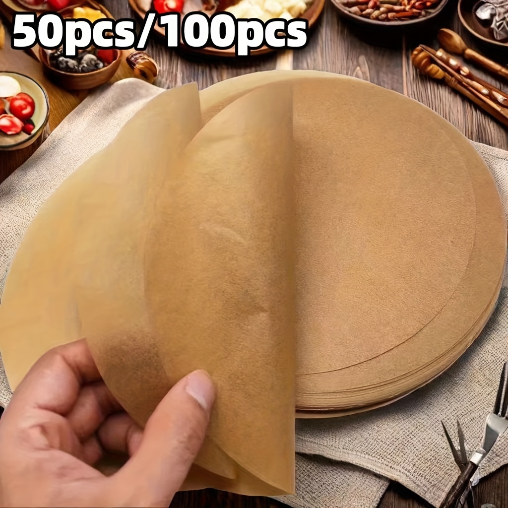 

50/100pcs Round Parchment Papers (6''/8'') - Precut Cake Pan Liners For Baking, Grilling, Steaming, Air Fryer & Microwave - Essential Kitchen Baking Tools & Accessories